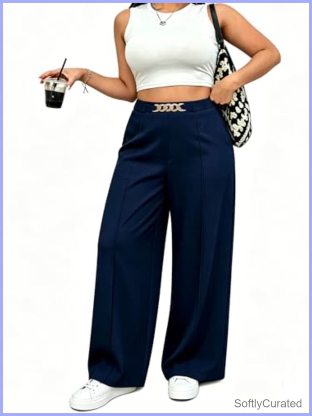 Plus Size Wide Leg Palazzo Pants High Waisted Casual Work Lounge Trousers